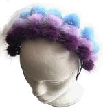 Hårbøjle i minkpels blå og lilla.